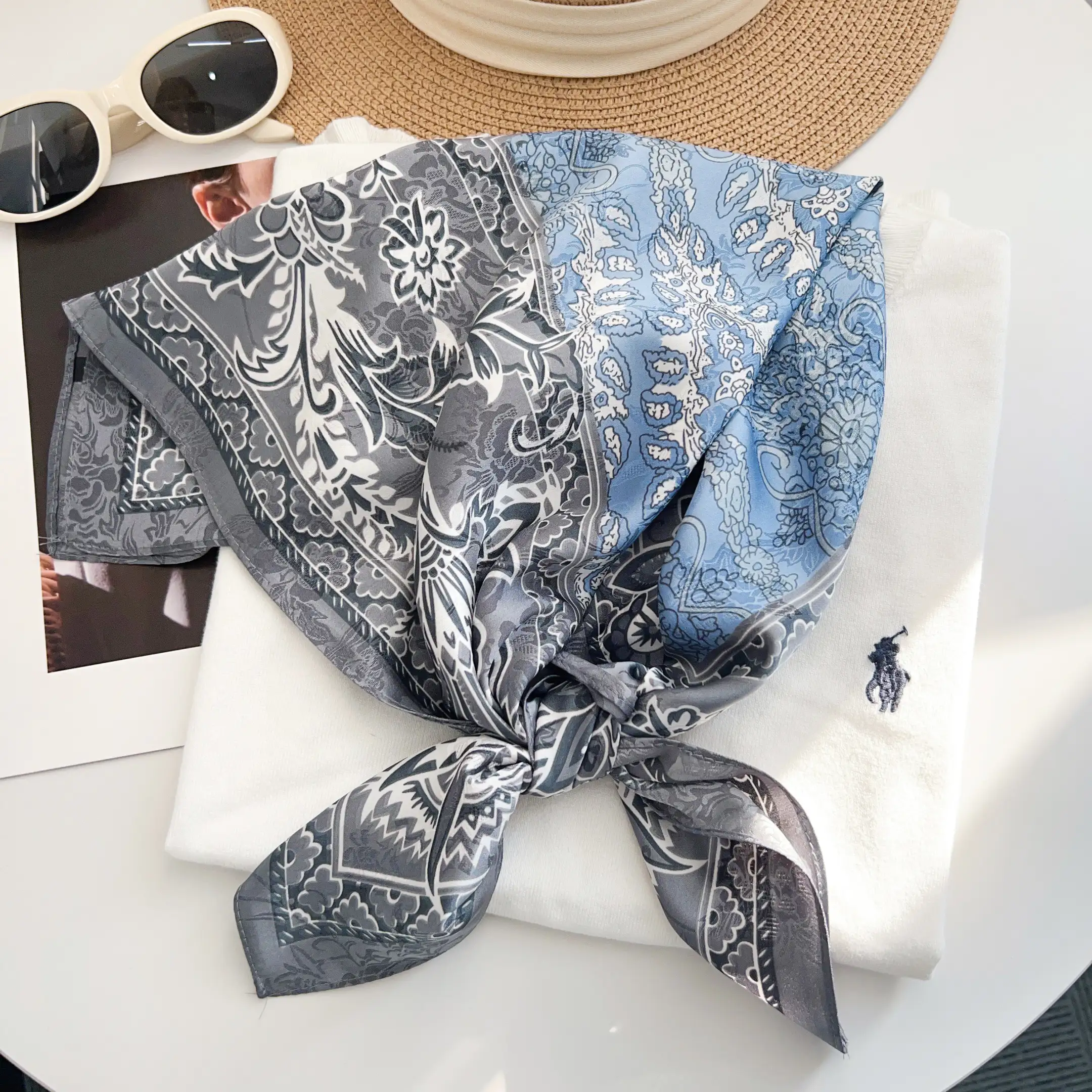 Greyish Blue Neck Scarf