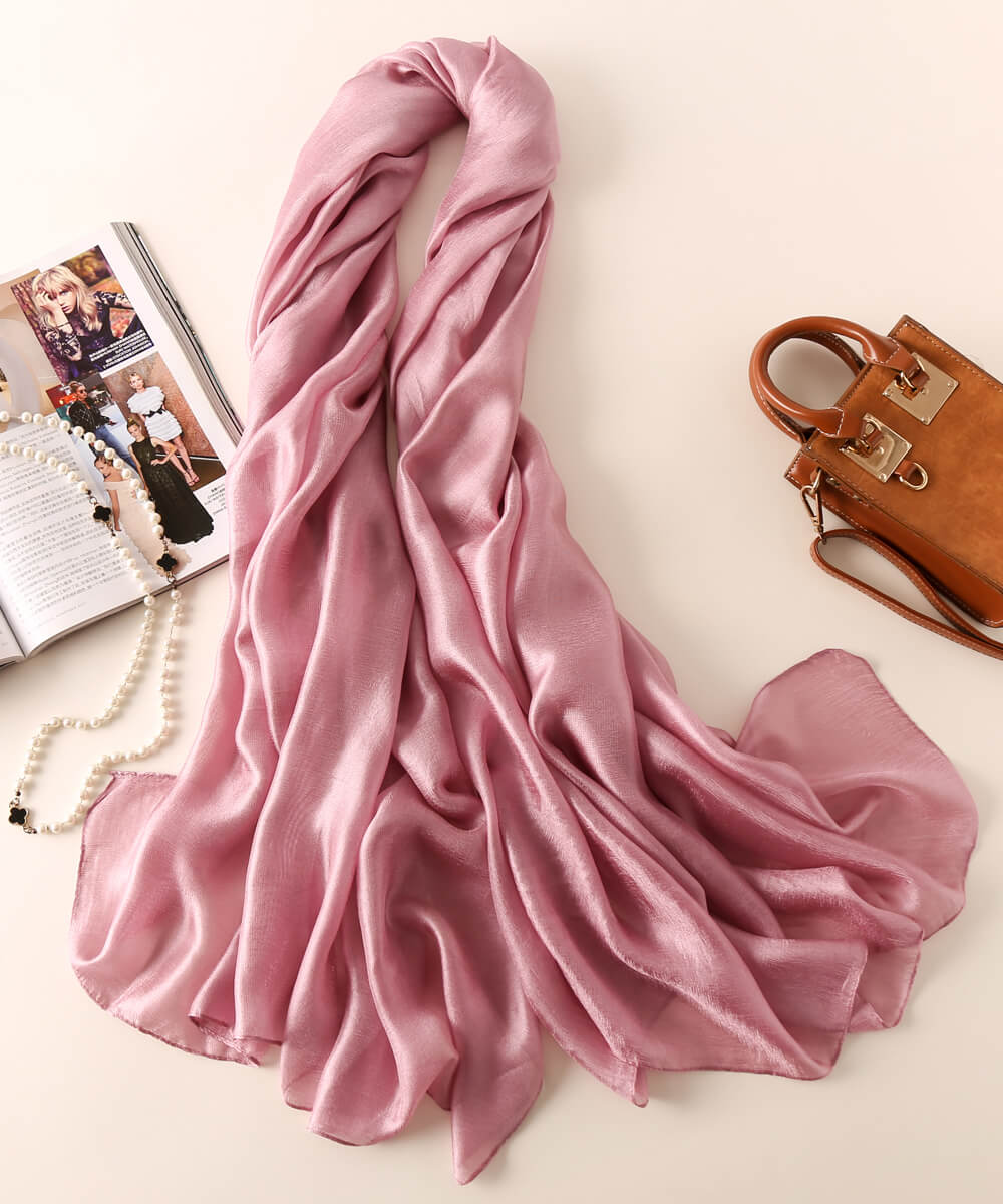 Greyish Pink Silk Scarf