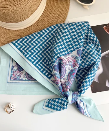 Languid Ocean Blue Square Scarf