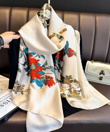 Lily White Silk Scarf