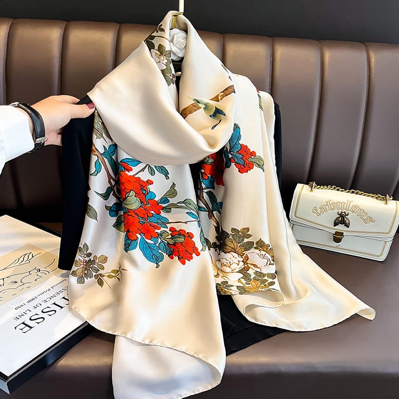 Lily White Silk Scarf