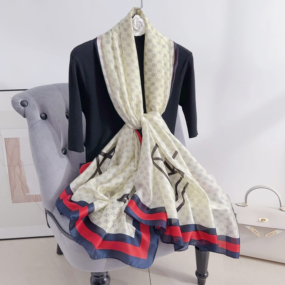 Limed White Silk Scarf