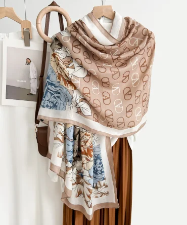 Printed Cotton Scarf – Lite Brown