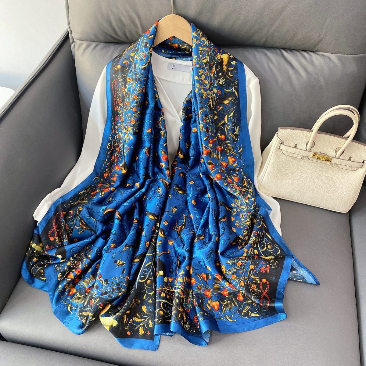 Mariner Blue Silk Scarf