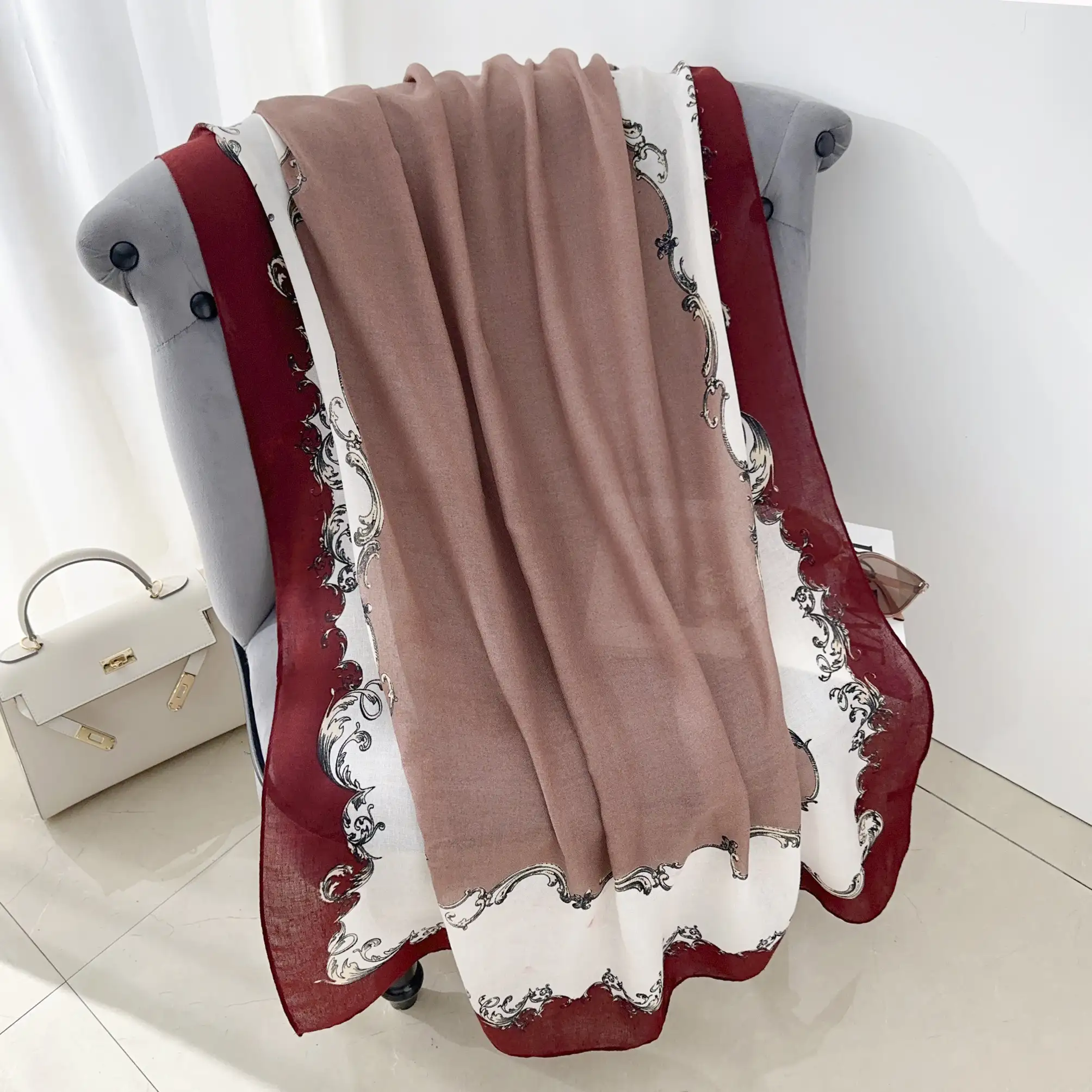 Maroon Frost Printed Scarf