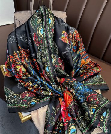 Mirage Black Silk Scarf