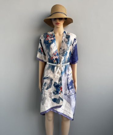 Silk Cape Shawl – Mist Motif