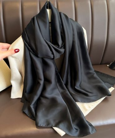 Moss Black Satin Scarf