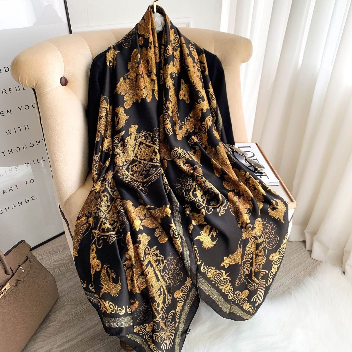 Narcissus Gold Silk Scarf