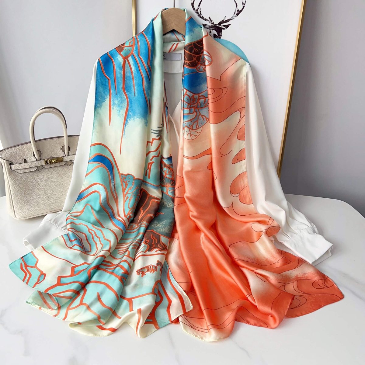 Oil Painting Landscape Silk Scarf
