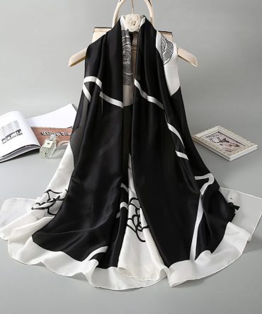 Onyx Black Silk Scarf