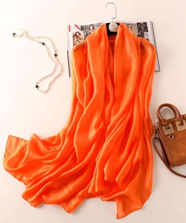 Deep Orange Silk Scarf
