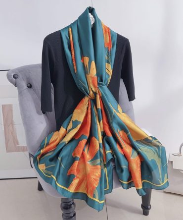Pagoda Blue Silk Scarf