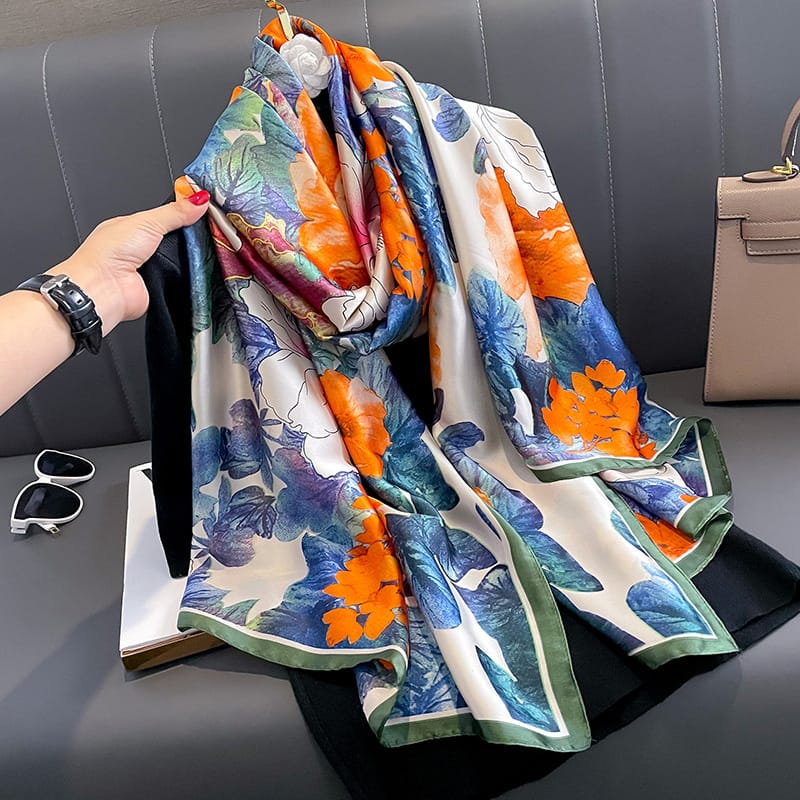 Parakeet Blue Silk Scarf