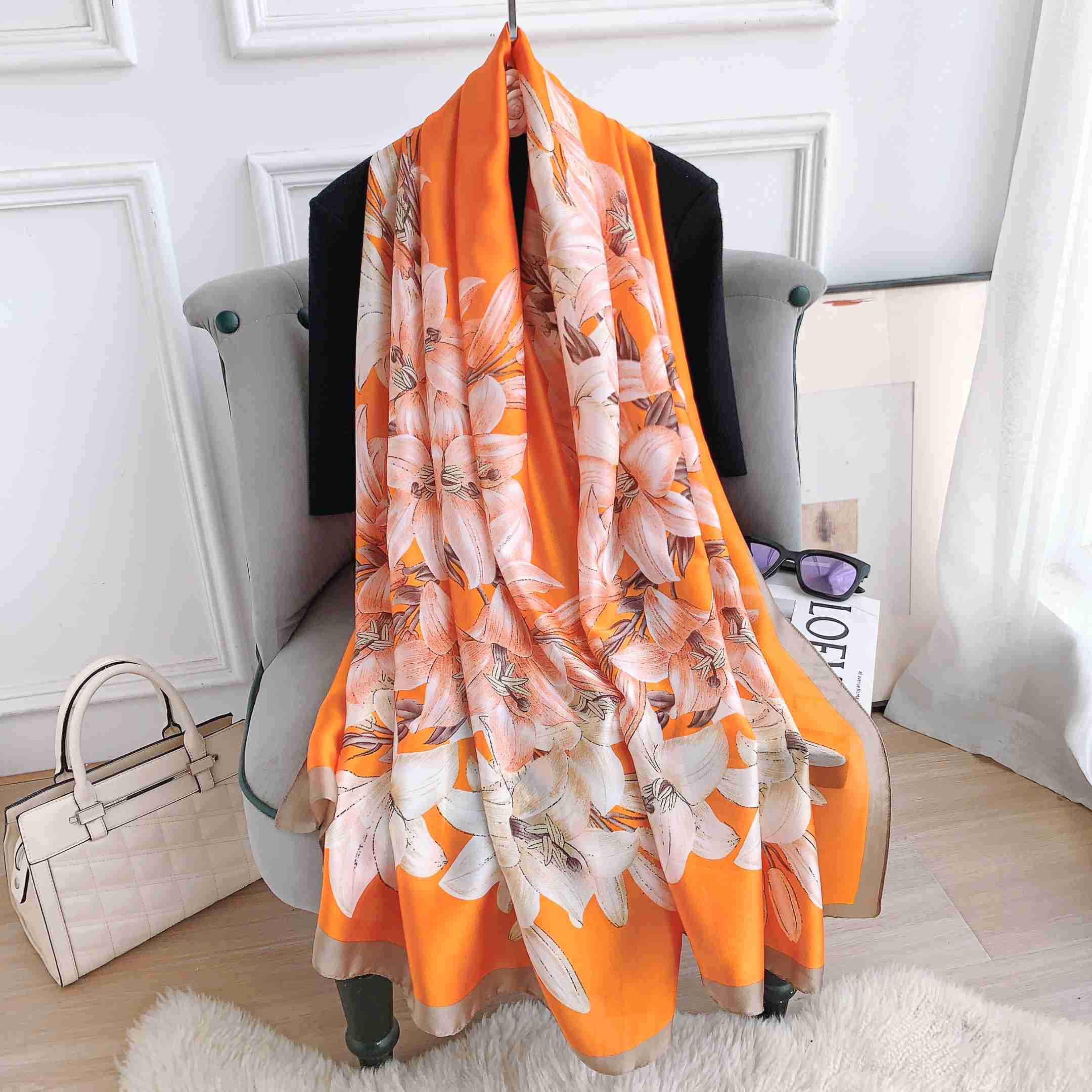 Pastel Orange Silk Scarf