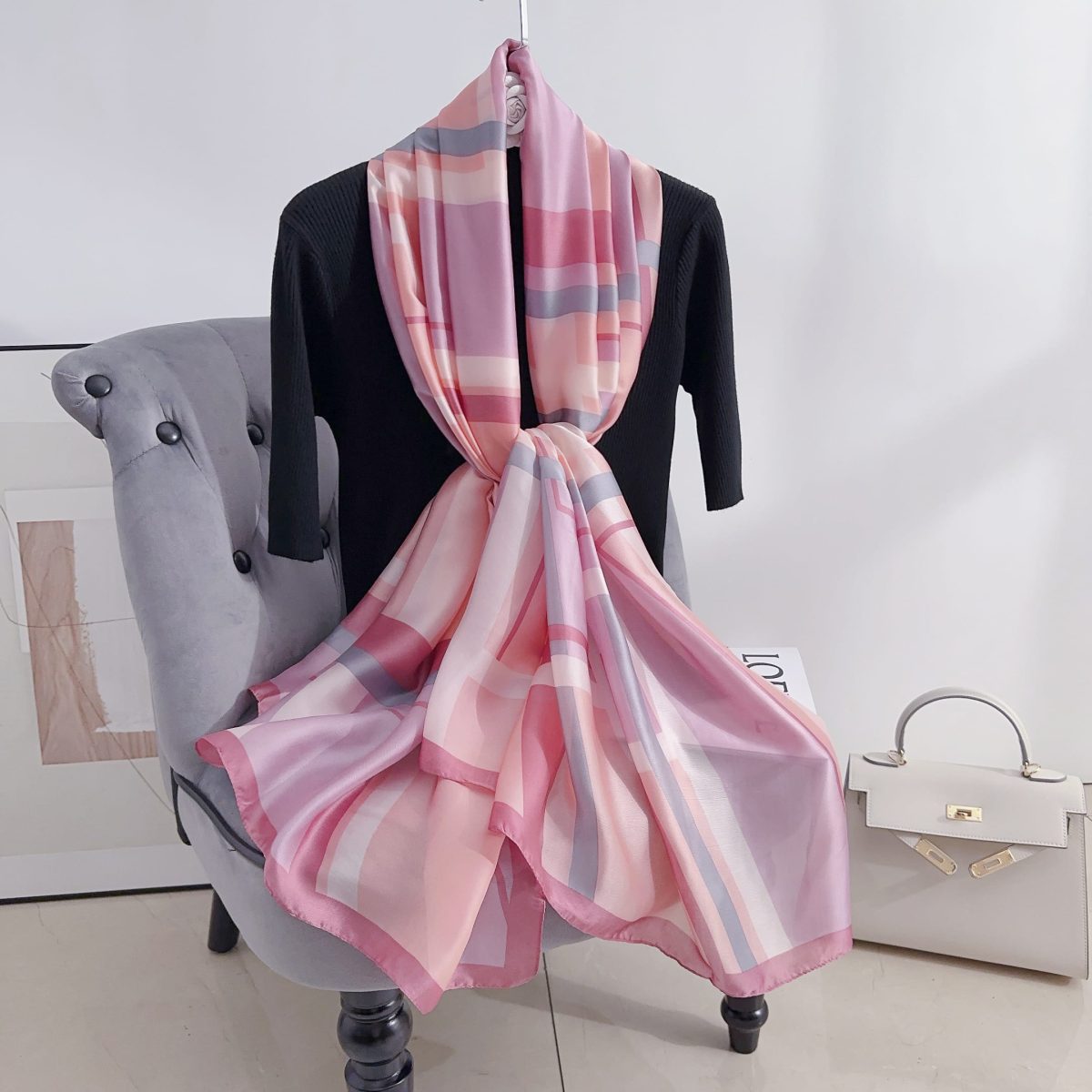 Peach Blossom Silk Scarf