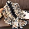 Peach Coriandar Black Silk Scarf