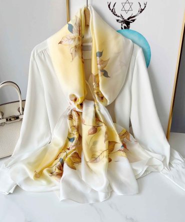 Peach Yellow Silk Scarf