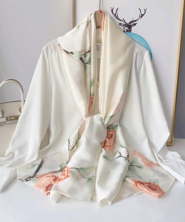 Pearl White Silk Scarf