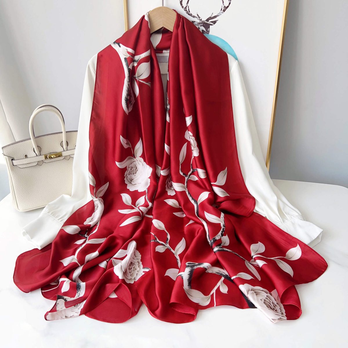 Persian Red Silk Scarf