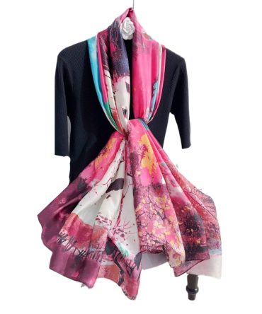 Pink Carnation Silk Scarf