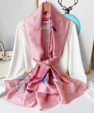 Pink Daisy Silk Scarf