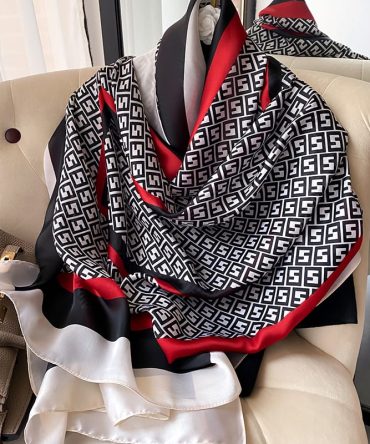 Redish Black Silk Scarf