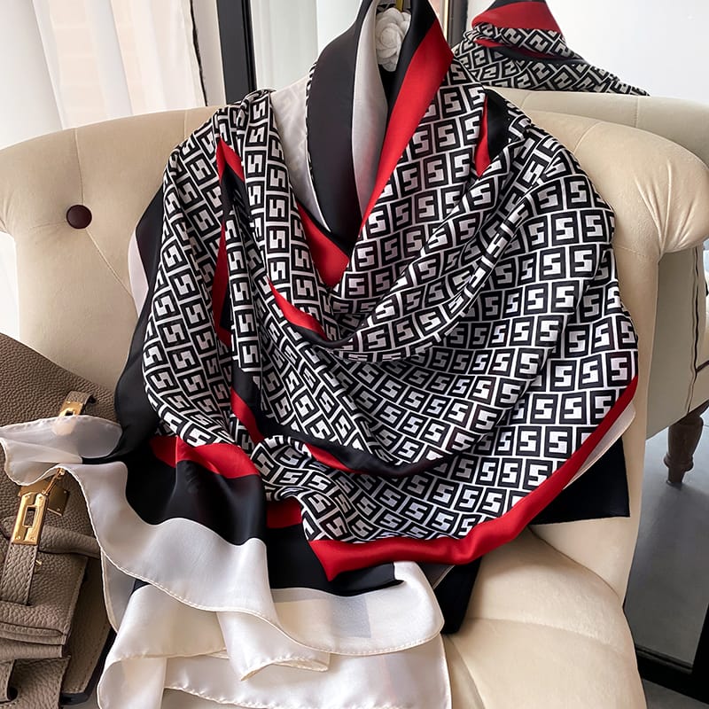 Redish Black Silk Scarf