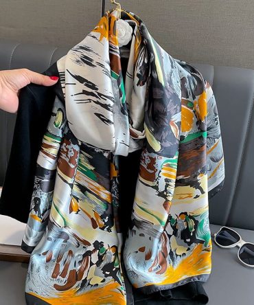 Rotunda White Silk Scarf