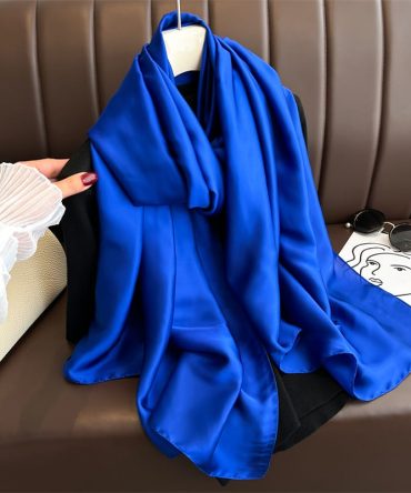 Royal Azure Blue Satin Scarf
