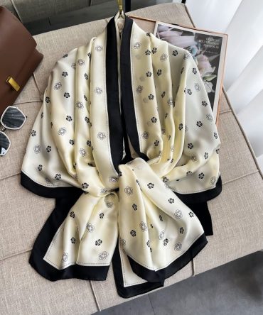 Printed Silk Scarf – Silver Bronco
