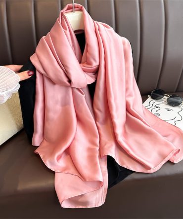 Satin Silk Scarf – Soft Pink
