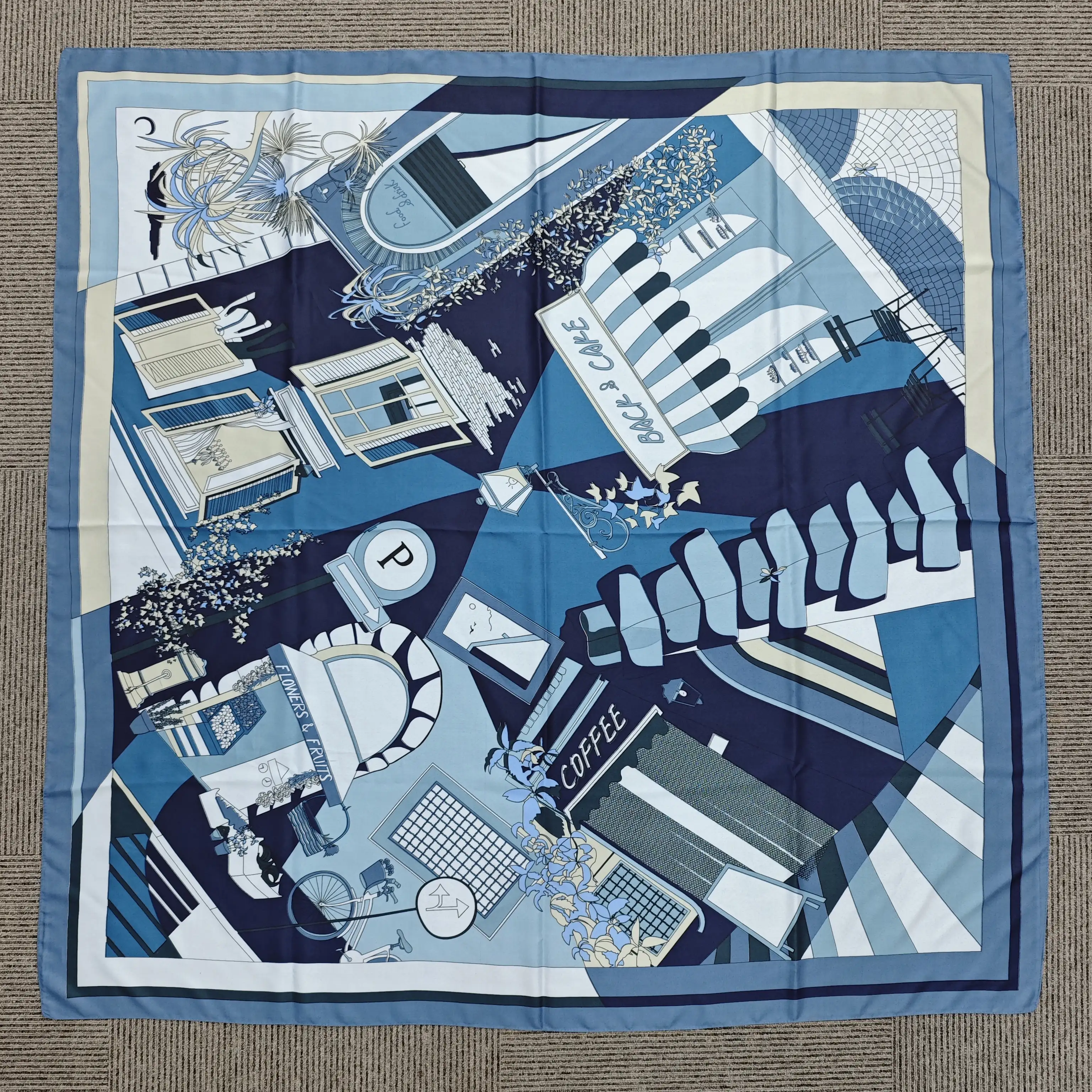 Spring Blue Square Scarf