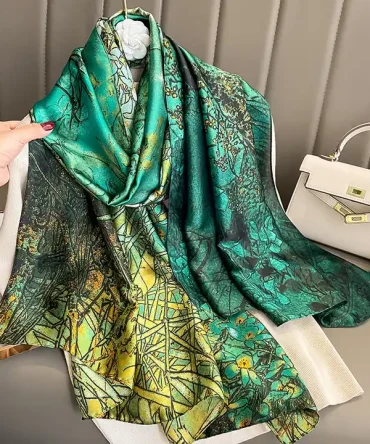 Spruce Parrot Green Silk Scarf