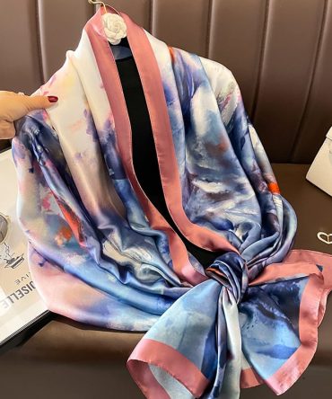 Twil Teal Blue Silk Scarf