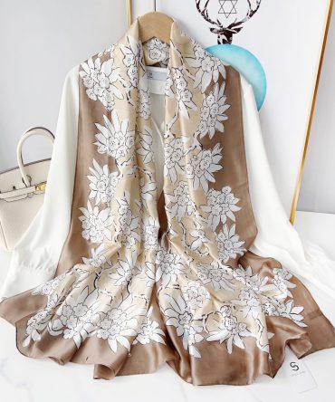 Very Light Brown Silk Scarf