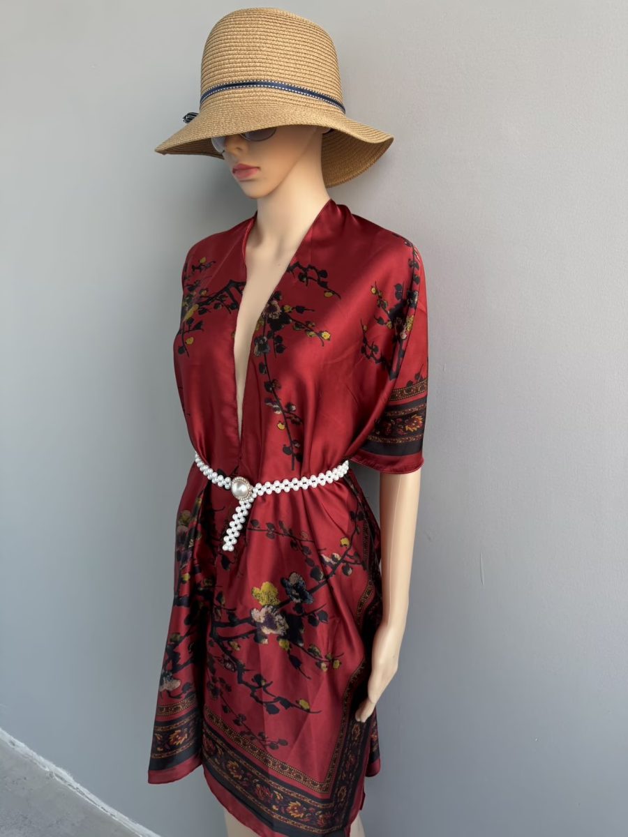 Silk Cape Shawl – Vivid Burgundy - Image 2