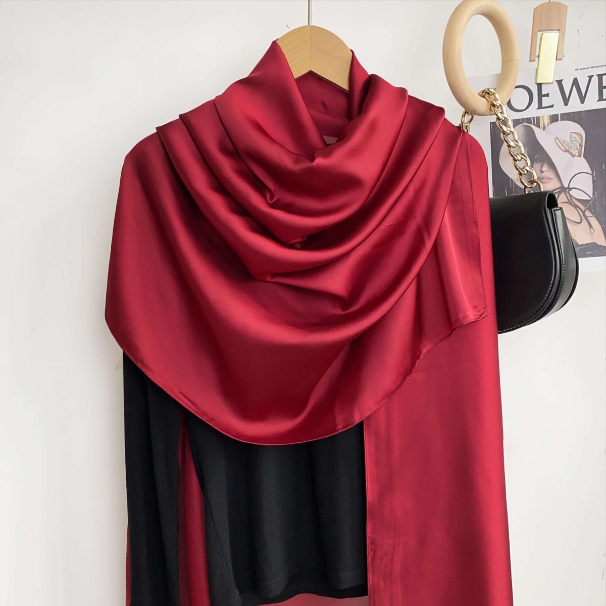 Vivid Burgundy Silk Scarf