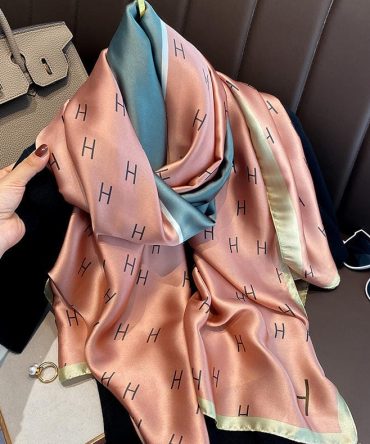 Whiskey Pink Salmon Silk Scarf