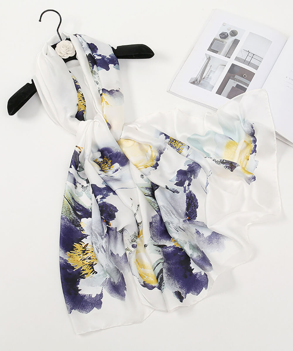 White Lilac Silk Scarf