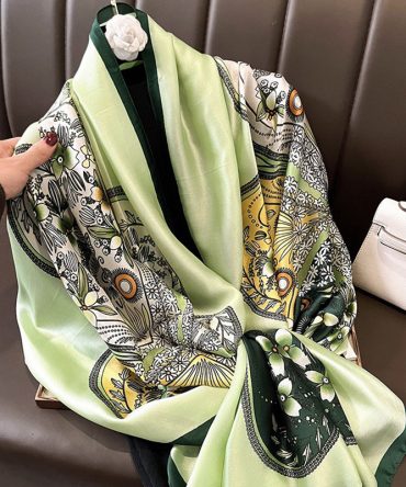 Winter Mist Green Silk Scarf