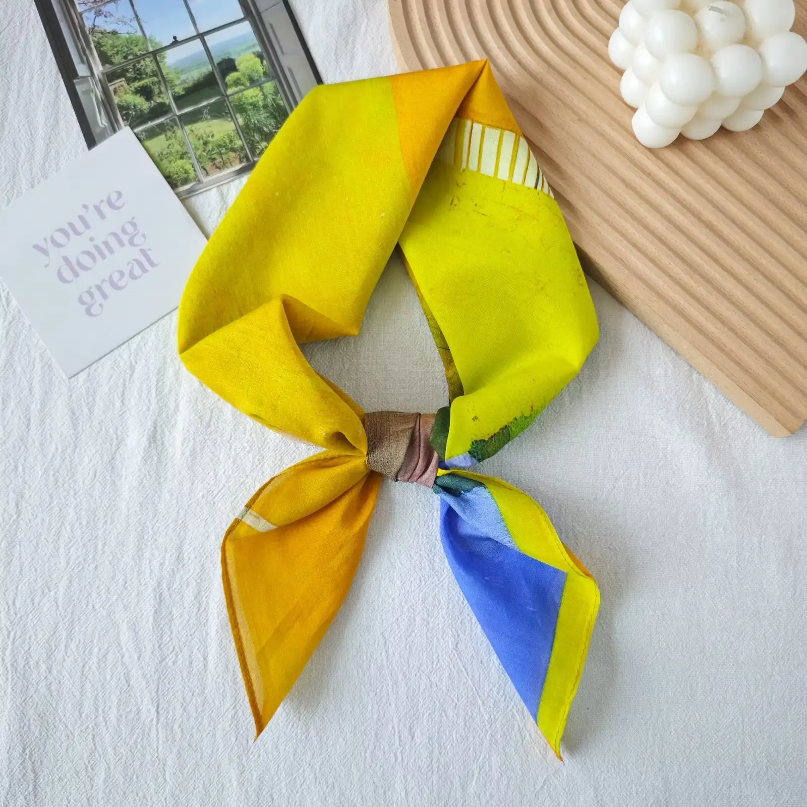 Yellow Day Charm Square Scarf